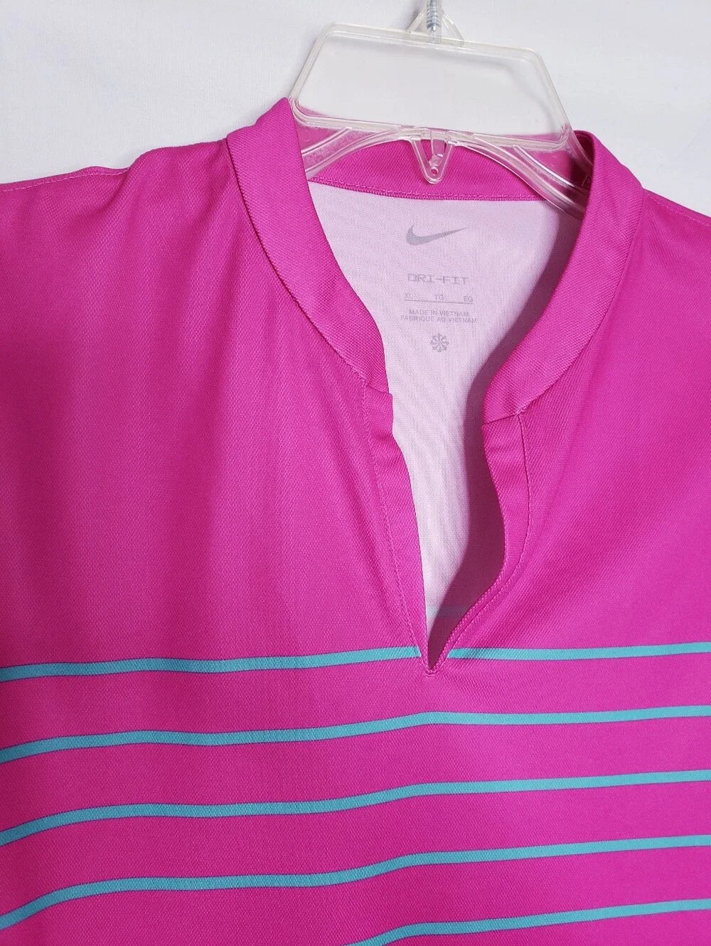 Nike Dri-Fit Victory Striped Sleeveless Pink & Teal Golf Top Women's Size XL
